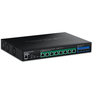 TRENDnet TPE-7124SBF 12-Port Managed 10 Gigabit Ethernet PoE++ Switch, 4x 10G SFP+ ports, rack mountable